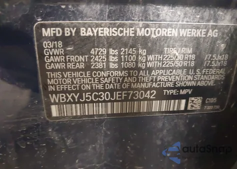 2018 BMW X2 xDrive28I z USA, uszkodzony, nr VIN WBXYJ5C30JEF73042